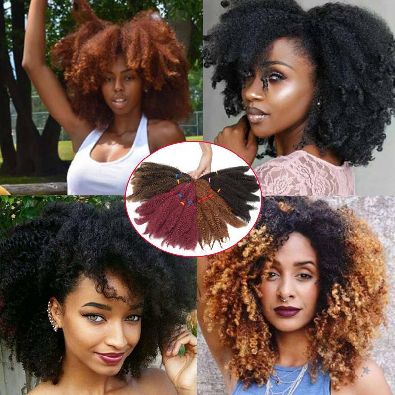 US Long Afro Kinky Twist Marley Braids Crochet Braiding Hair Extenions Bulk Sale