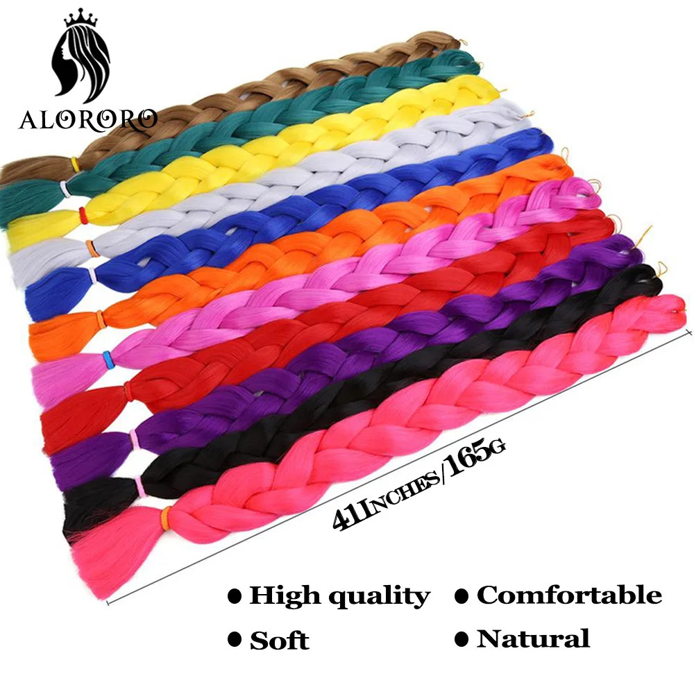 Alororo Synthetic 82 Inch Jumbo Braid Hair High Temp Fiber Purple Red