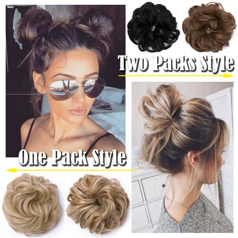 Real Thick Curly Messy Bun Hair Piece Scrunchie Natural Hair Extensions as human