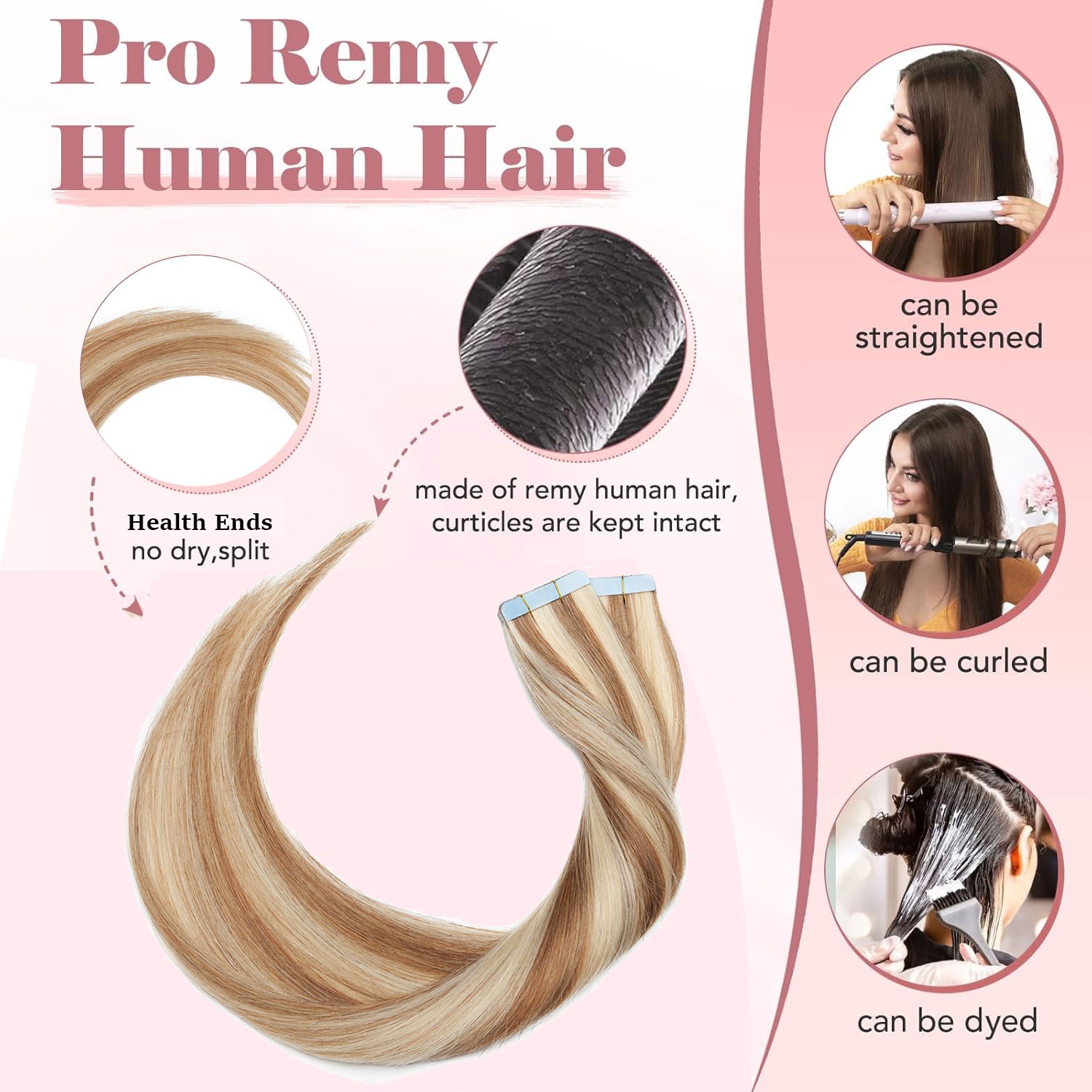 Thick 10/20pcs Tape In Remy Human Hair Extensions Skin Weft FULL HEAD BLONDE USA