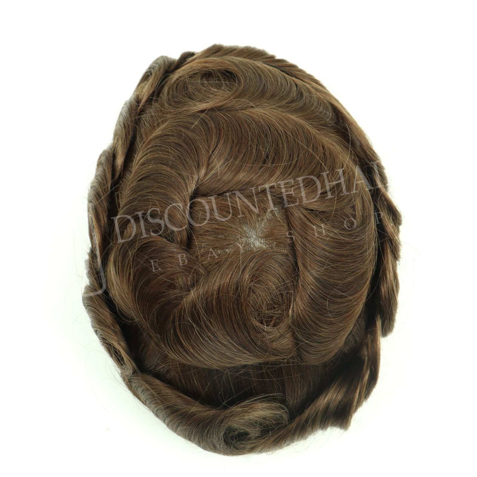 Mens Hair Replacement System Micro Thin Skin Natural Human Hairpiece Toupee #5R