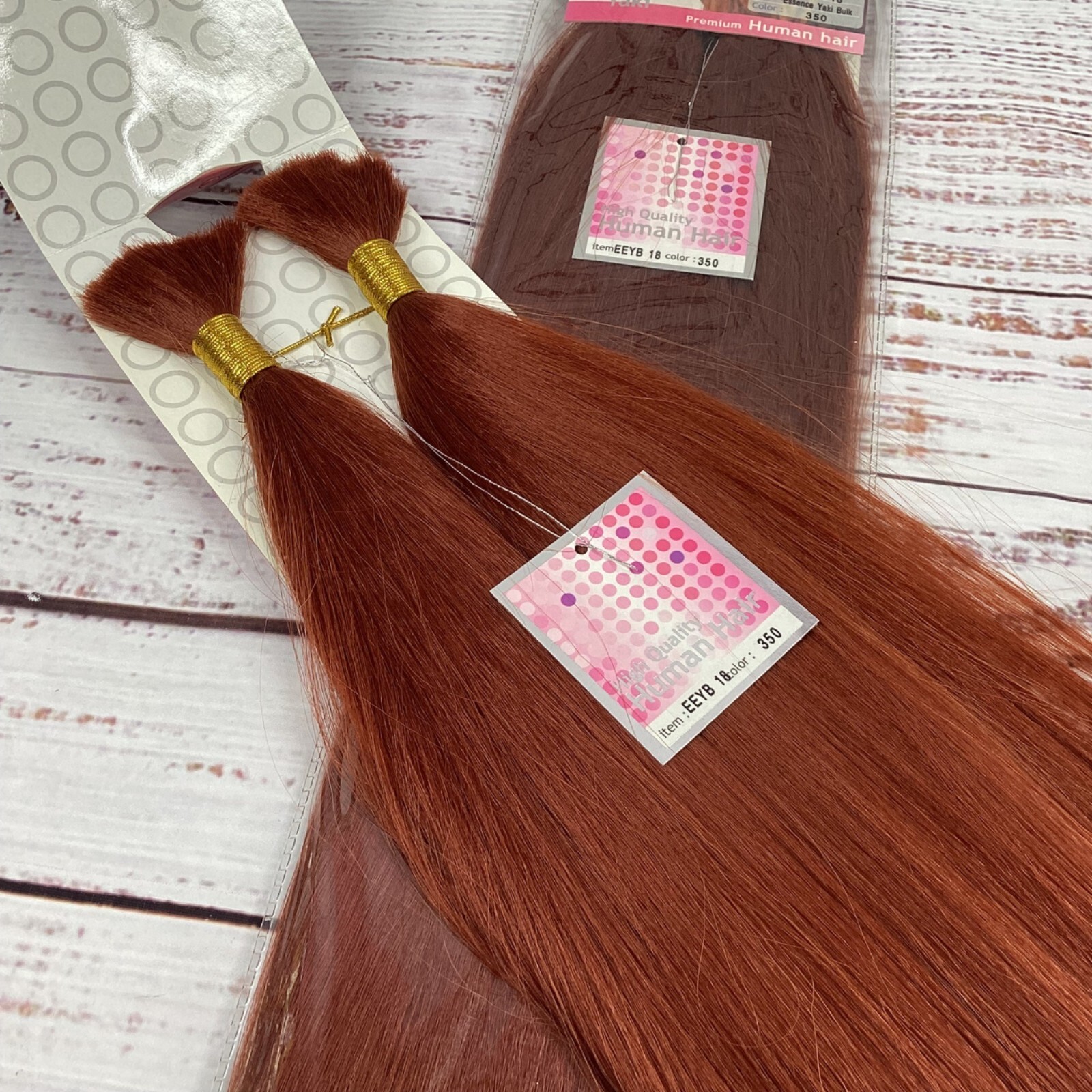 2 Packs Essence #350 Copper Yaki Bulk 18” Micro Braiding Blend Hair