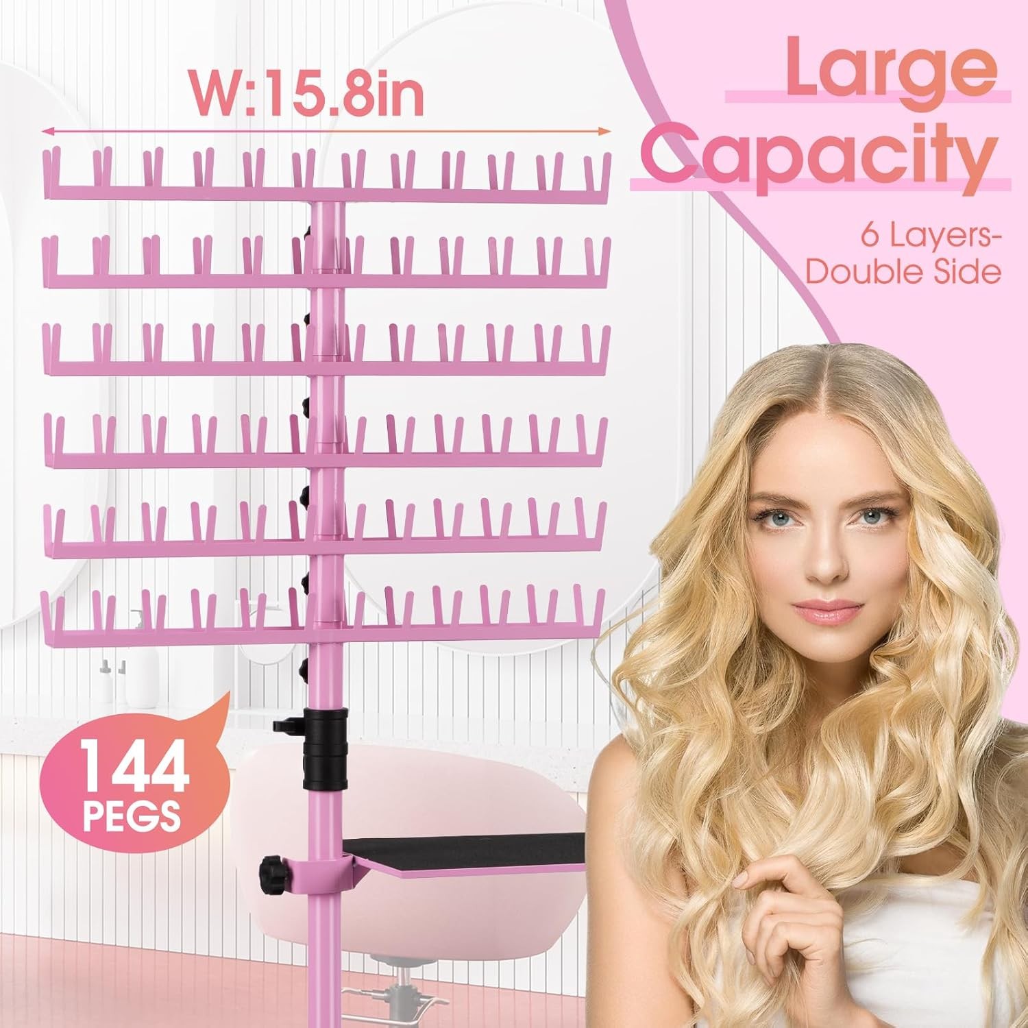 Adjustable Braiding Hair Rack With 144 Pegs Extension Holder Display Portable