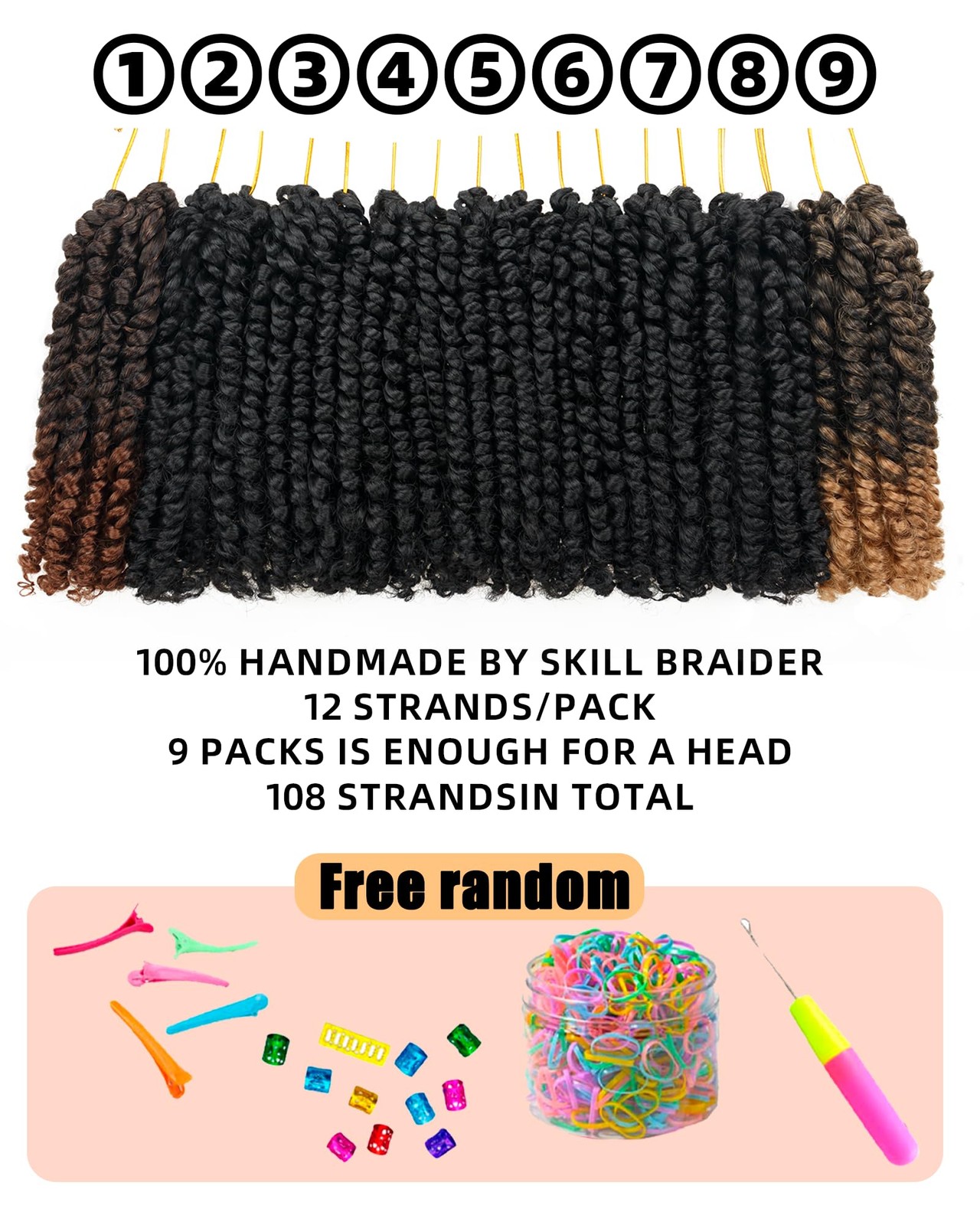 6 Inches 9 Packs Passion Twist Crochet Hair-Mixed Color Combo Pack(7 packs 1B…
