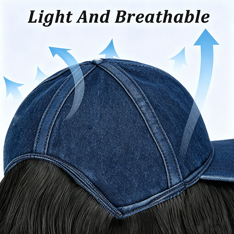 Female Short Straight Hair Baseball Wigs Women Hat Wig Synthetic Bob Casual
