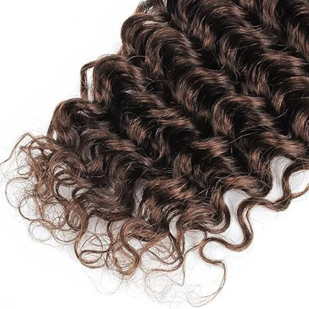 Bafamiya Deep Wave Human Hair Bundles Chocolate Brown 1 Bundle Dark Brown 16