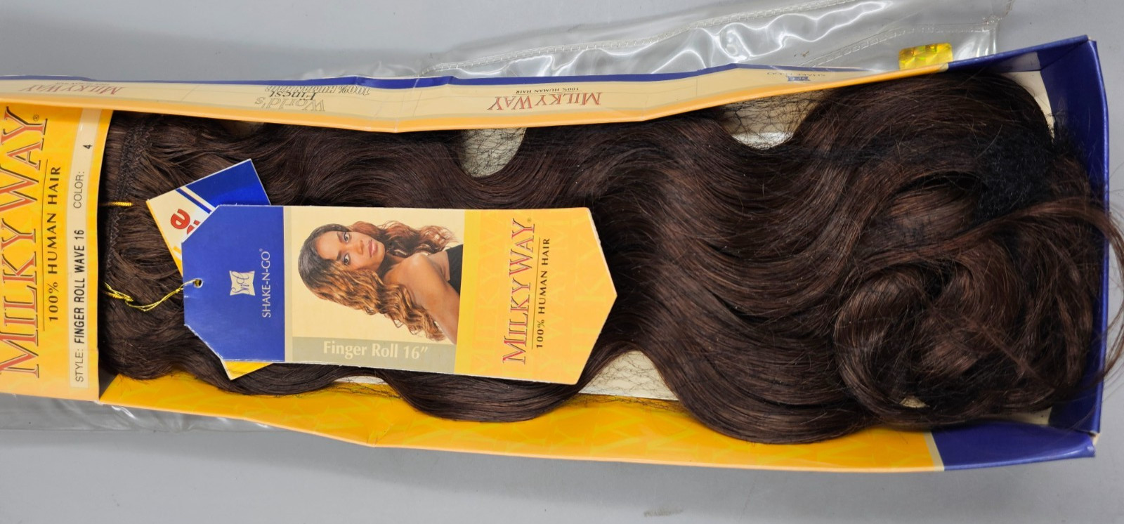Milky Way 100% Human Hair 16″ Finger Roll Wave + FreeTress Synthetic Kelly Curl