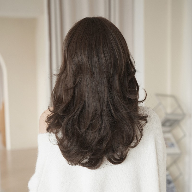 Long Curly Synthetic Wig Heat Resistant High Temperature Fiber Full Head Wig