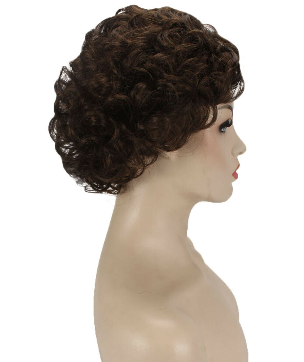 Monroe – Curly Kanekalon Synthetic Fiber Full Wig, 4 – 4.5 in, Medium Brown