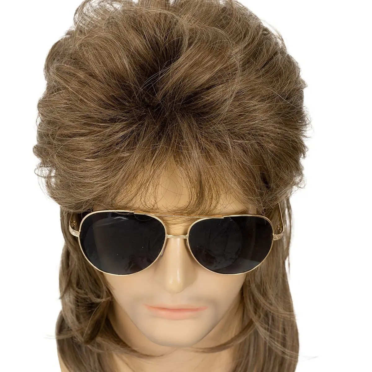 Men’s Black Mullet Wig Synthetic 18″ 70s 80s Costume Cosplay Fancy Dress Party