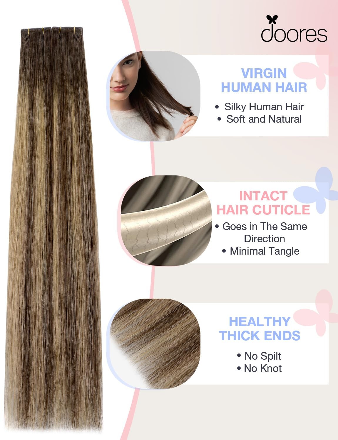 Doores Invisi Edge Tape In Hair Extensions Human Hair Chocolate Brown To