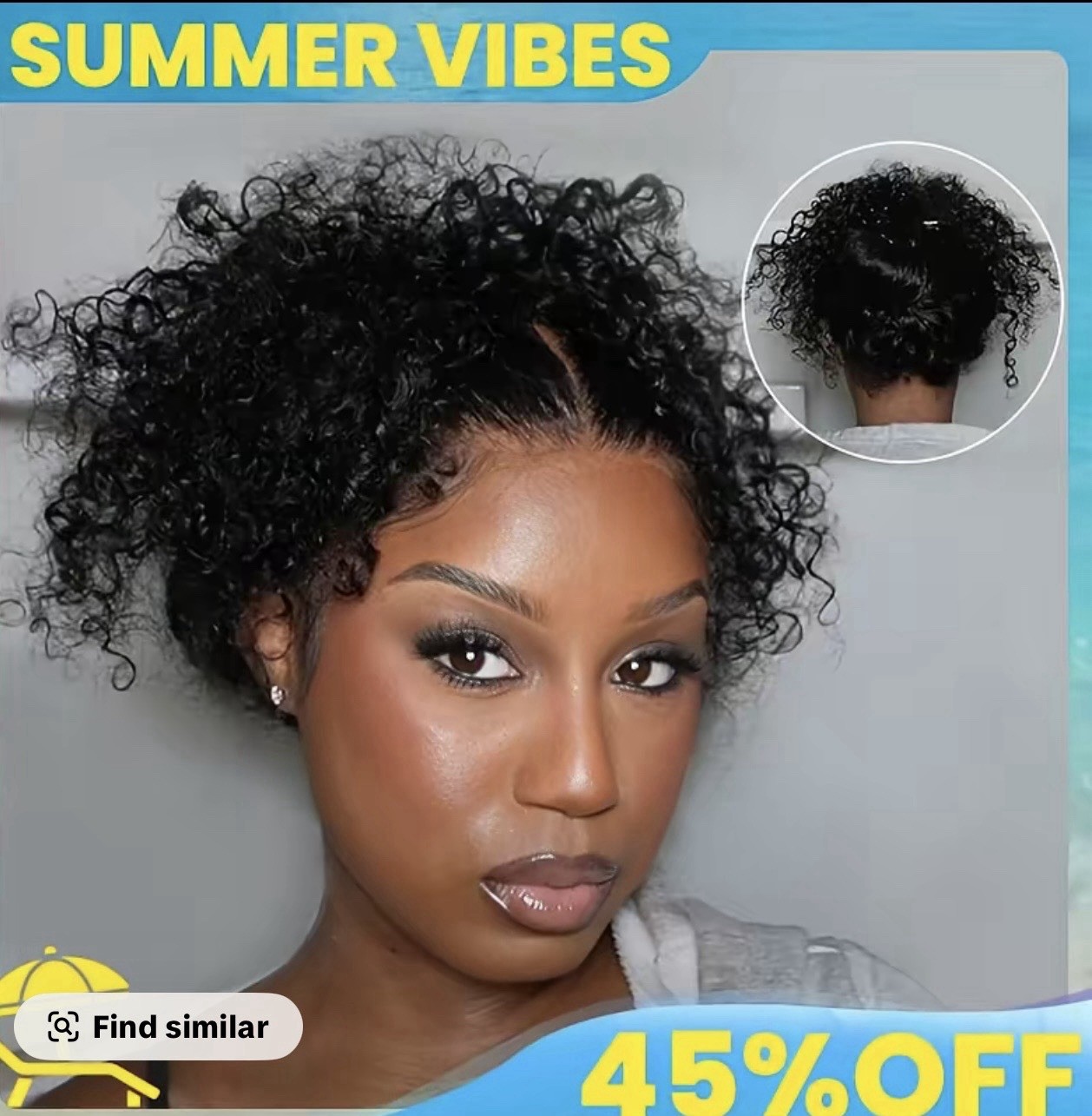Invisi Strap 360 Glueless Curly Human Hair Wig Black 14″ Pre-Plucked
