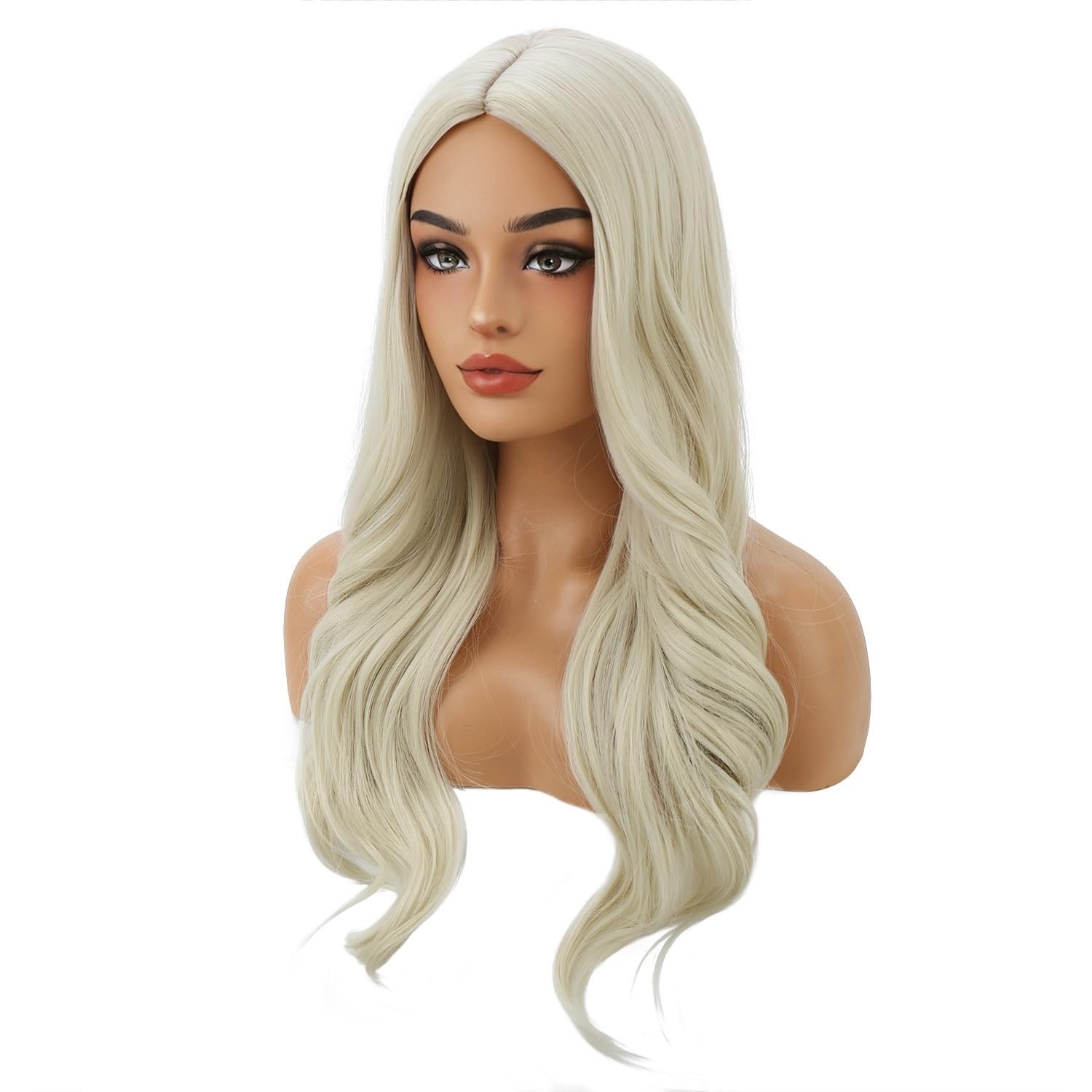 Blonde Wigs for Women Girls Long Curly Wavy Wig Light Blonde Middle Part Hair…