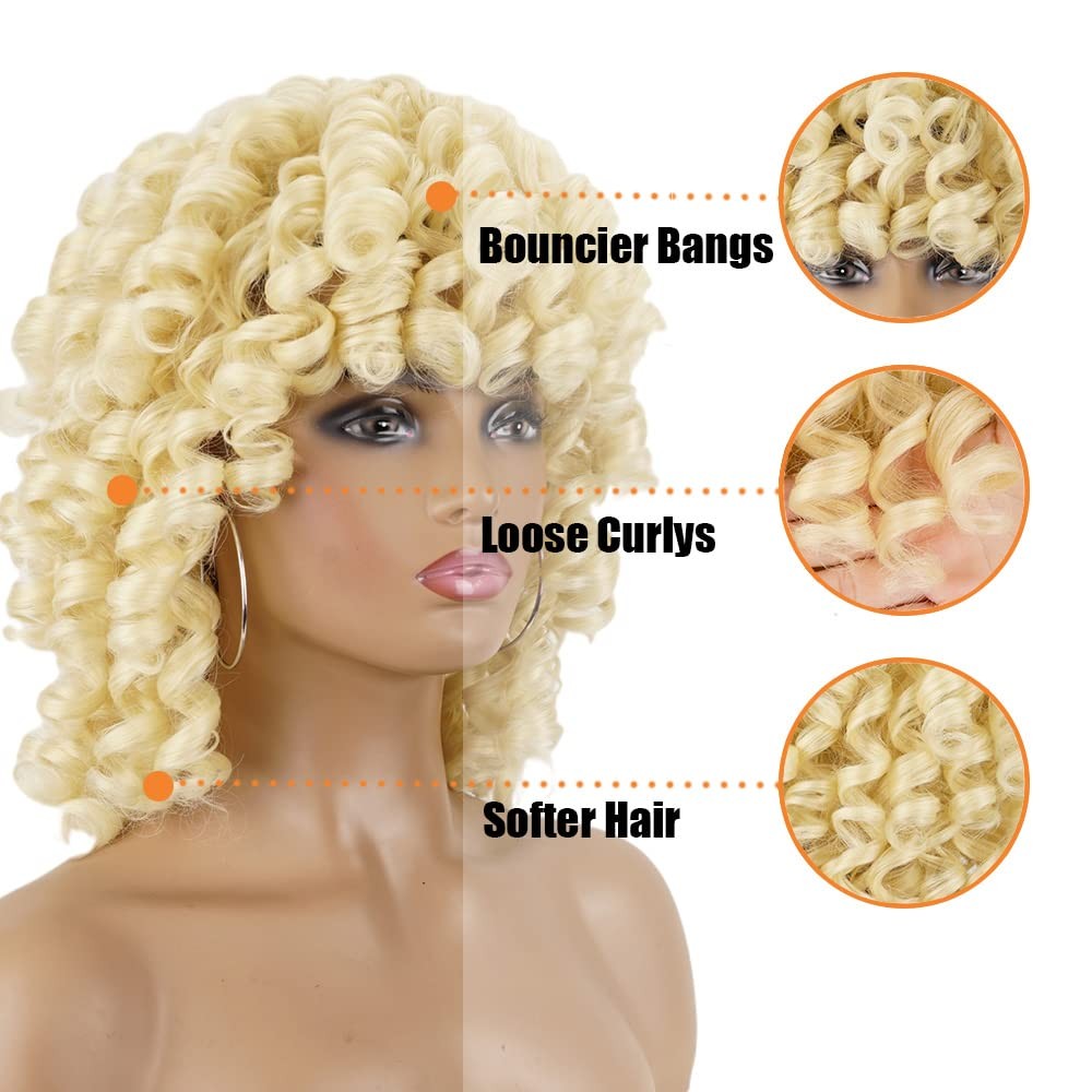 Short Loose Curly Wigs Heat Resistant Fiber Fluffy Weave Curl Afro Synthetic …