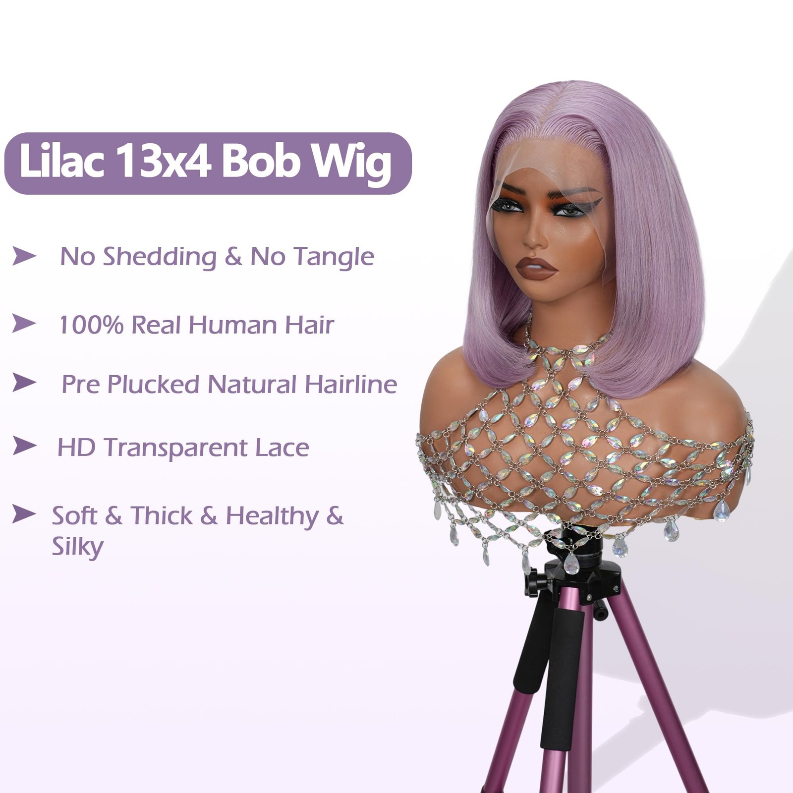 Bestvivid Lilac Bob Lace Front Wigs Human Hair 10 Inch Colored Bob Wig Human
