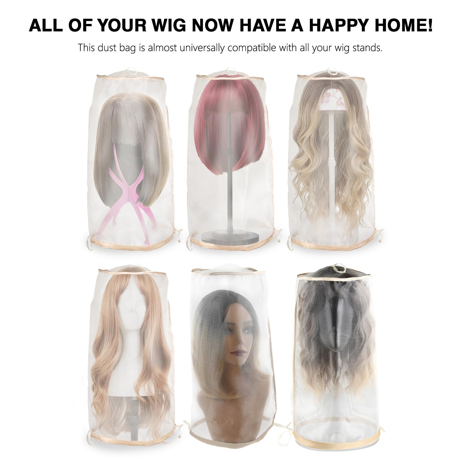 5PCS Wig Storage Bags for Multiple Wigs Covers to Keep Wig Fresh, Holder Stan…