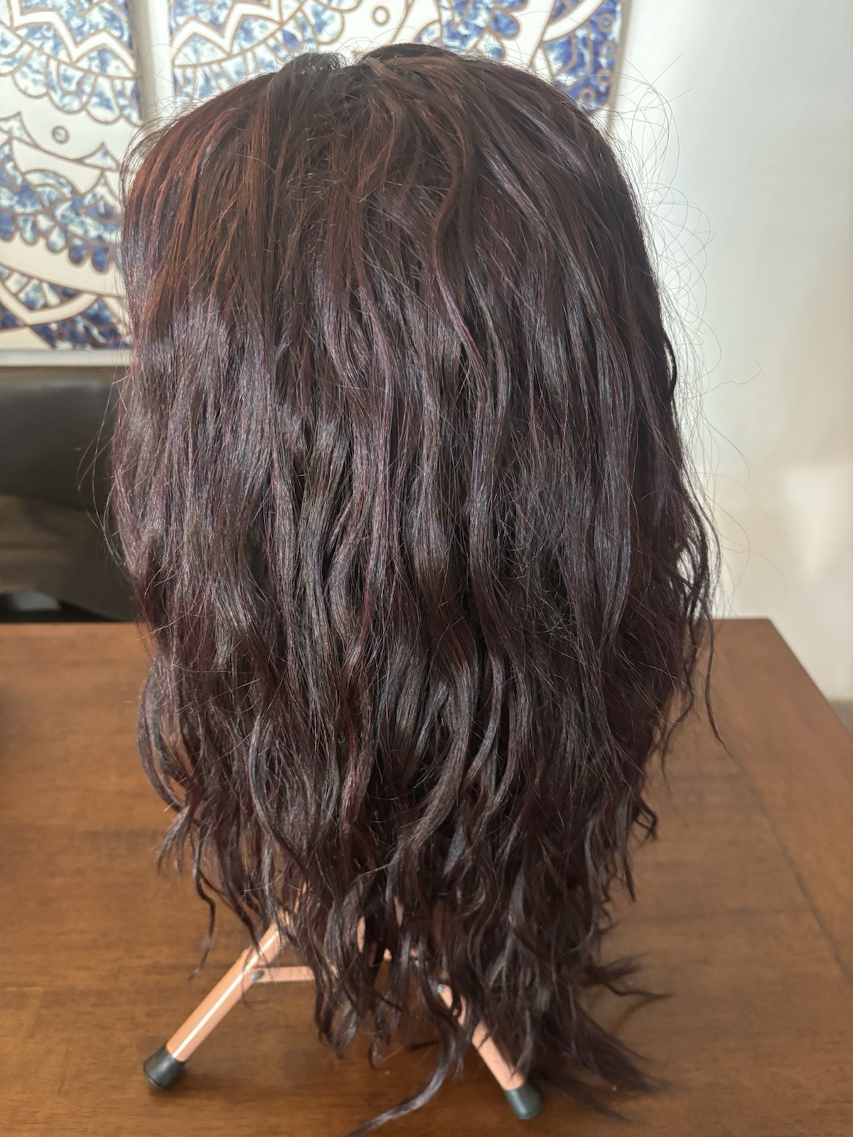 Lace Front C-Part Burgundy Blend Synthetic Heat safe Wig