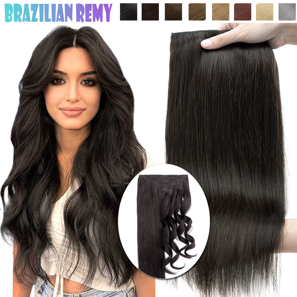 Double Weft 100% Real Human Hair Extensions Clip In Remy Hair THICK Full Head US