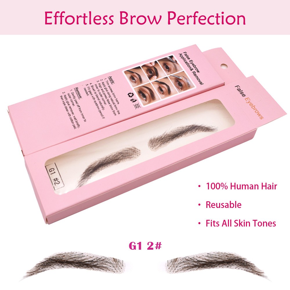 Handmade Human Hair False Eyebrows for Women Lace Base Eyebrows Natural Makeup