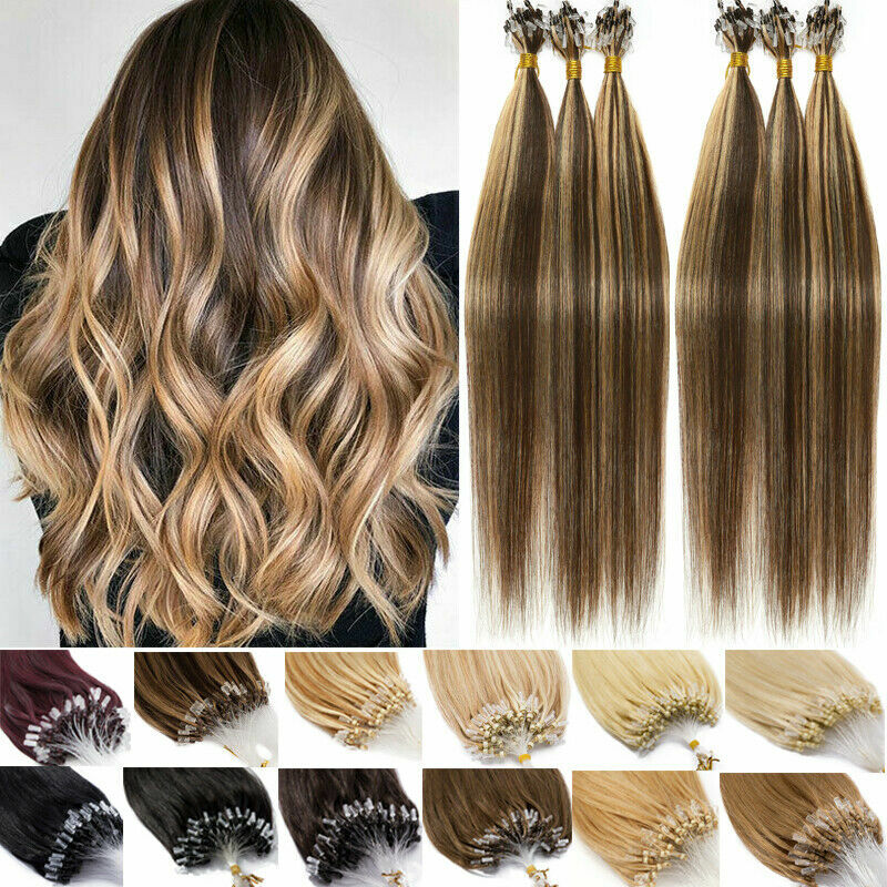 Micro Ring Beads Link Hair Extensions Real Human Hair Russian Remy Hair Straight
