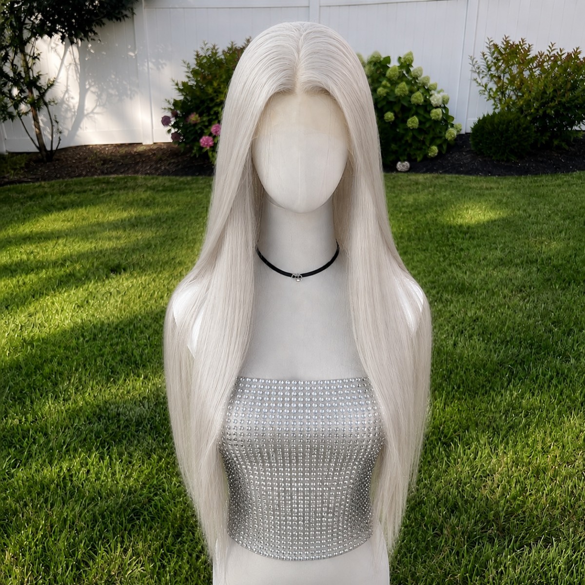 Heat Resistant Synthetic Hair Frontal Lace Wig Platinum blonde Long Straight