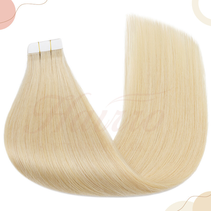 Blonde Tape In Human Hair Extensions 100% Real Remy Hair Double Drawn Thick End