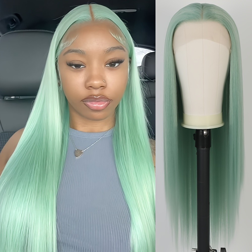 Light Green Long Straight Hair 13×4 Lace Front Wigs Pre Plucked Natural Hairline