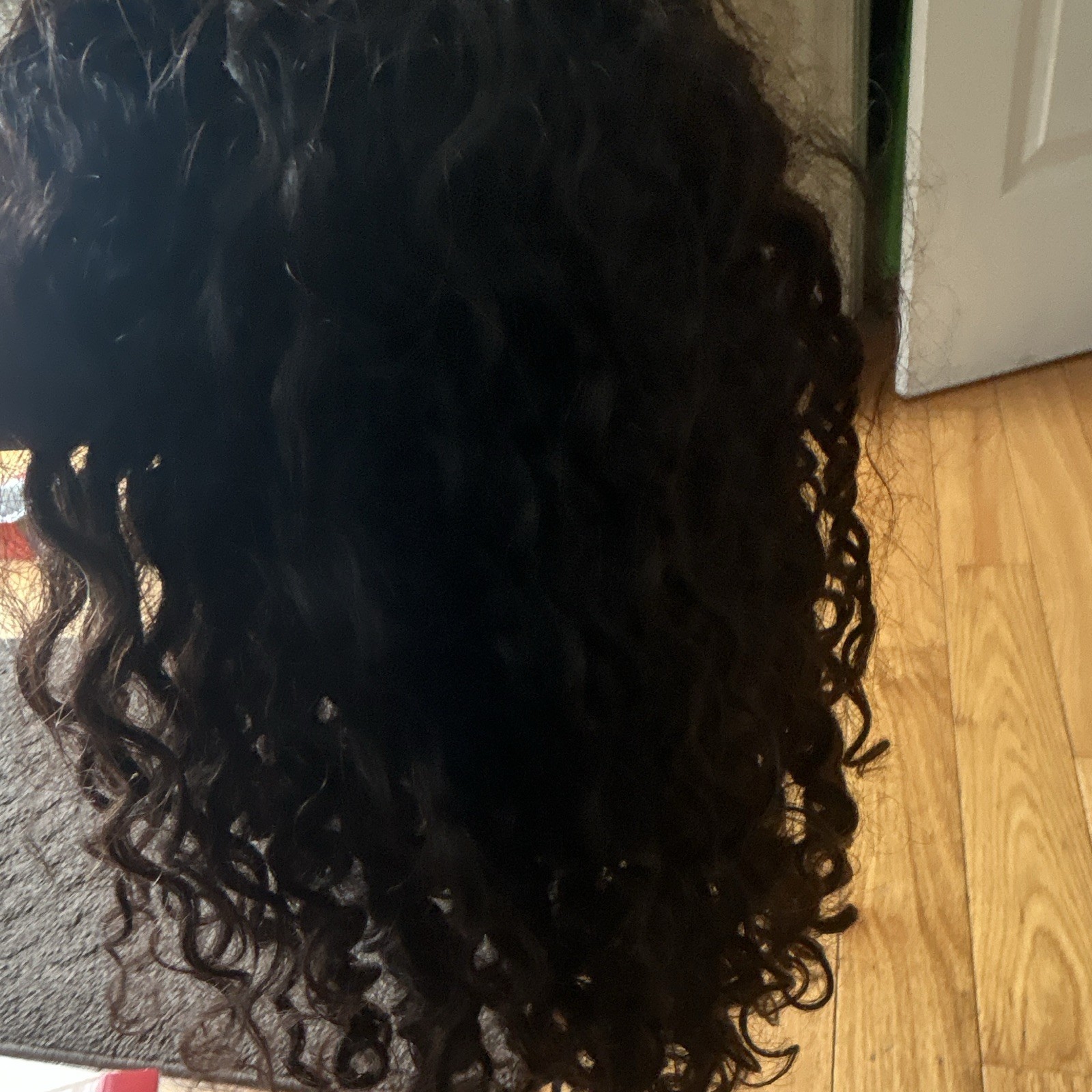 Black Curly Lace Front Clip-In Wig Middle Part Long Synthetic Women’s Adult
