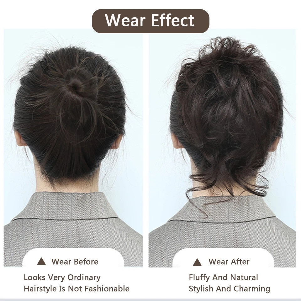 Natural Curly Messy Bun Hair Piece Scrunchie Updo Hair Extensions Real as Human