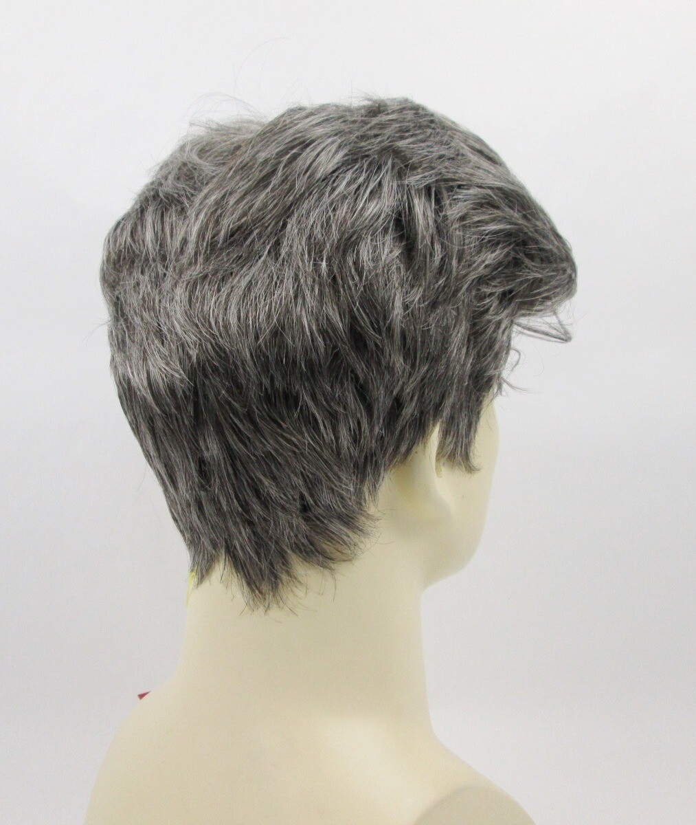 MENS MALE SHORT STRAIGHT WAVY HAIR WIG TAPERED BRUSHED BACK JOHNNY POMPADOUR