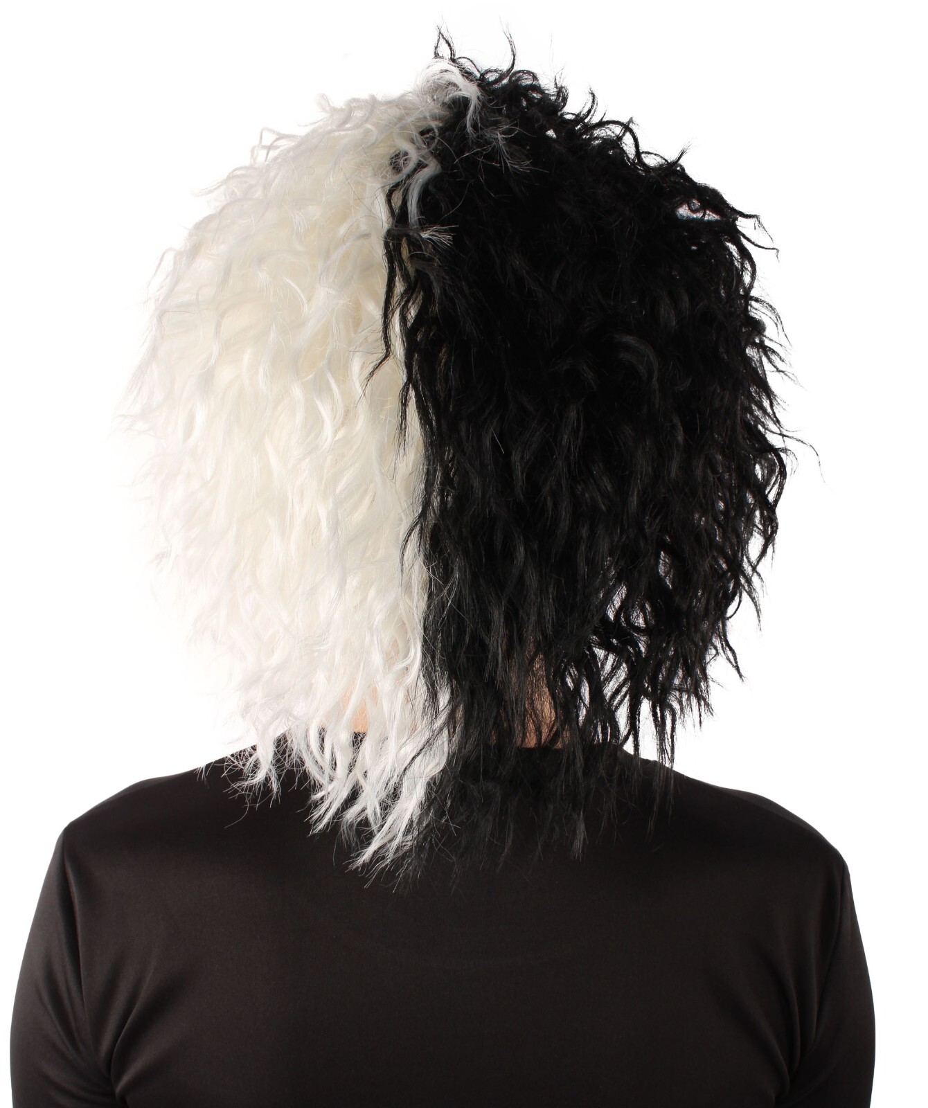 HPO Adult Women’s Black & White Two-toned Curly Wig, Breathable Capless Cap.