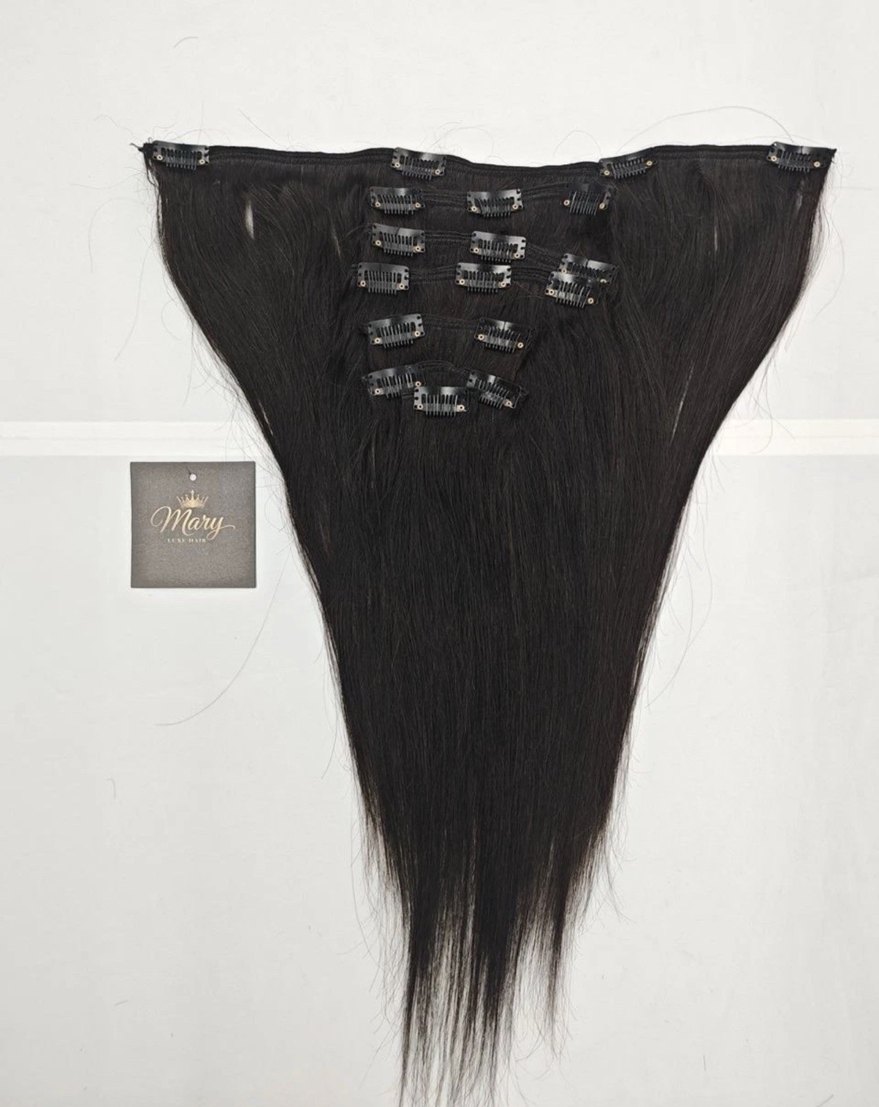 Mary 24” Clip-In Human Hair Extensions 7PCS Full Head Straight Jet Black #1