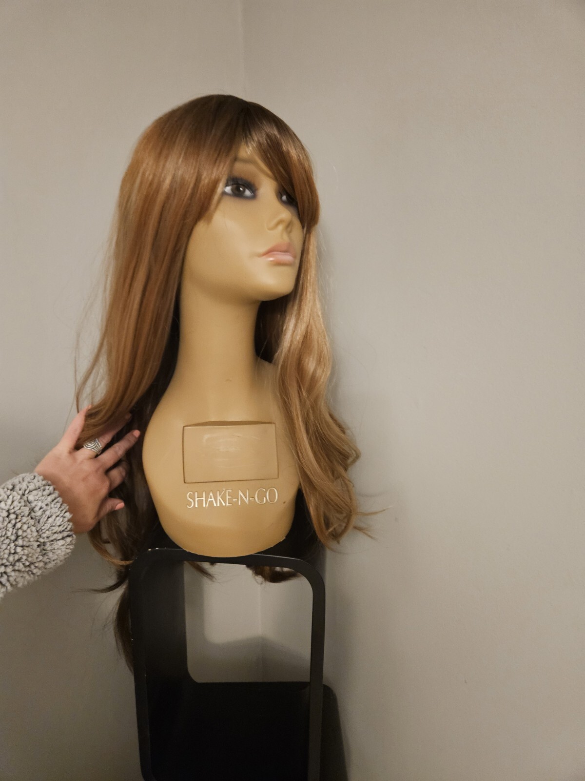 SUPER LONG LAYERED MIXED BROWN AUBURN BLONDE BANGS WAVY WIG