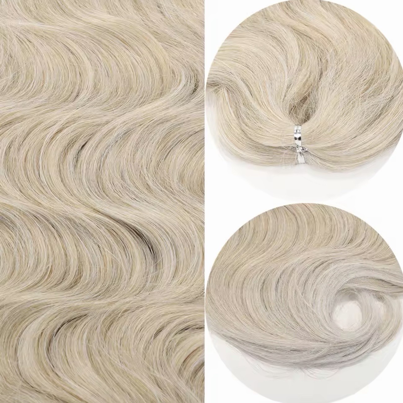8PCS Platinum Blonde Body Wave Crochet Hair 24” Synthetic Wavy Extensions