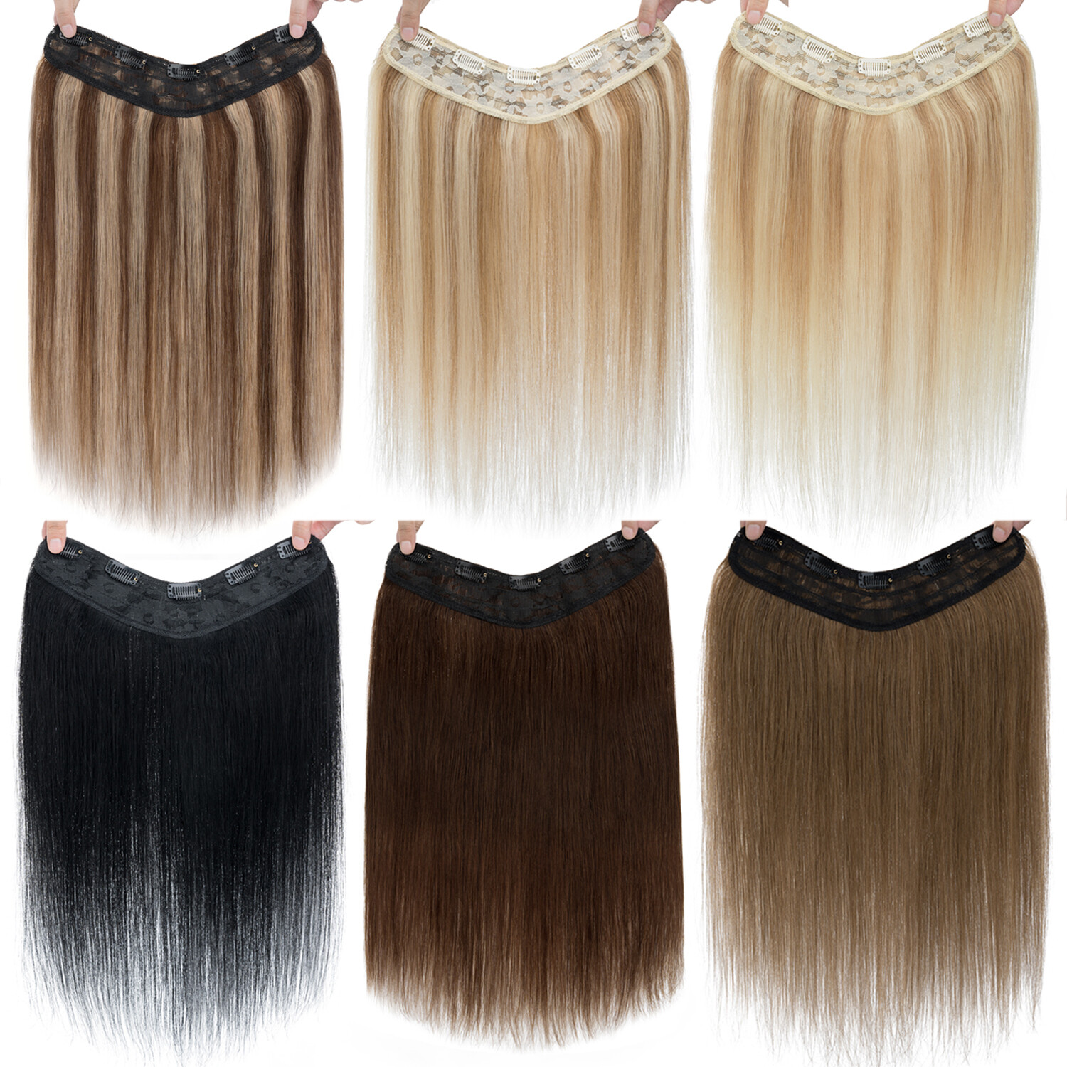 U Part Clip in Human Hair Extensions One Piece Real V-Shape Thick Weft 12″-22″