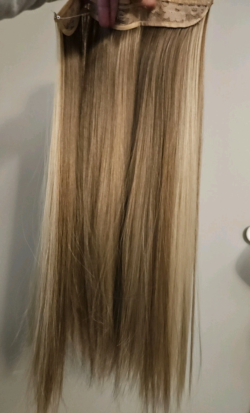 NEW LONG MIXED BLONDE INVISIBLE WIRE HAIR EXTENSION
