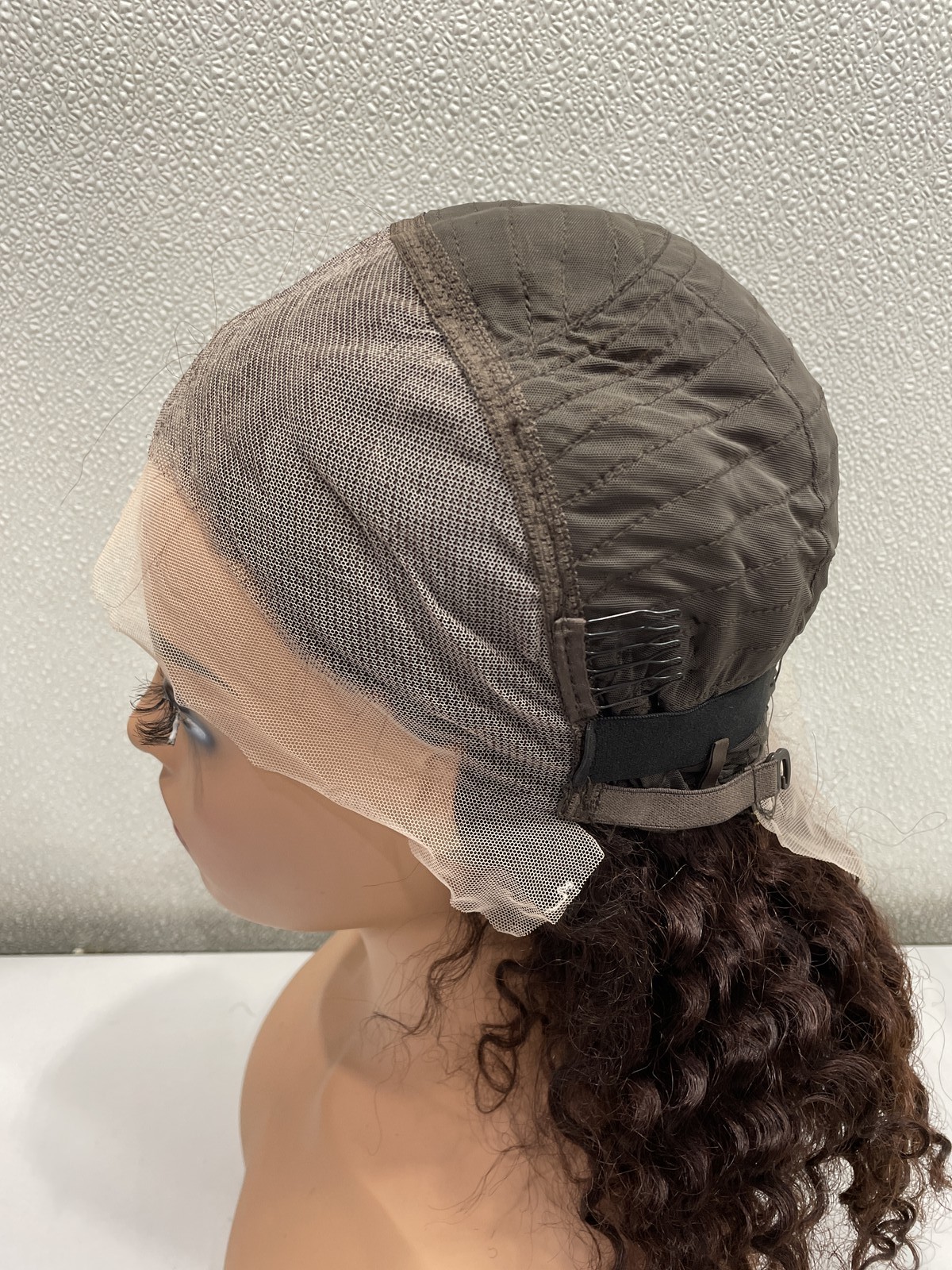 Dark Brown Water Wave Human Hair Blend 13×4 Lace Front Wig, 16″