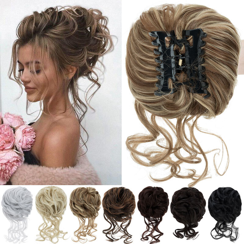 THICK Scrunchie Updo Natural Messy Bun Curly Hairpiece Claw Clip Hair Extension