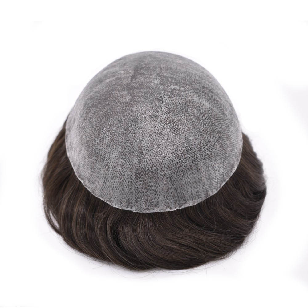 Men Human Hair Piece Replacement Systems Thin Skin Full Poly Toupee Hair Units