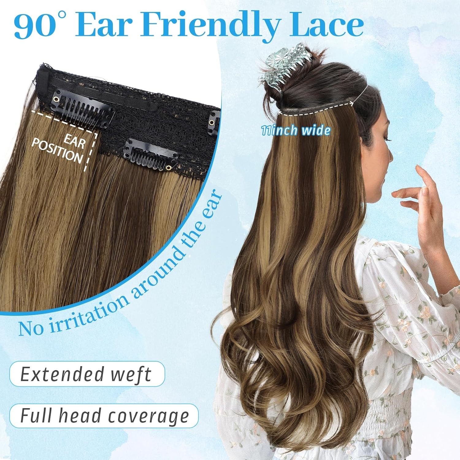 Wire Hair Extensions Long Straight Layered Synthetic with