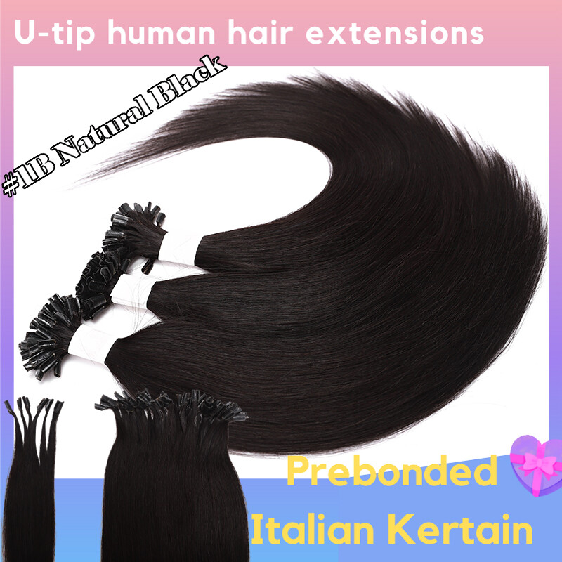 Keratin U Nail Tip Remy Human Hair Extensions Pre Bonded 100G Highlight 16-24″