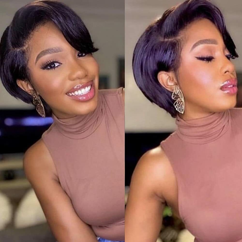 Pixie Cut Wigs for Black Women Human Hair Short Pixie Cut L Part Lace Front Wigs