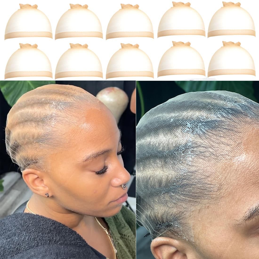 FDBJulyy 10 Pcs Transparent HD Wig Cap, Thin Nylon Cap for 10PCS, Caps
