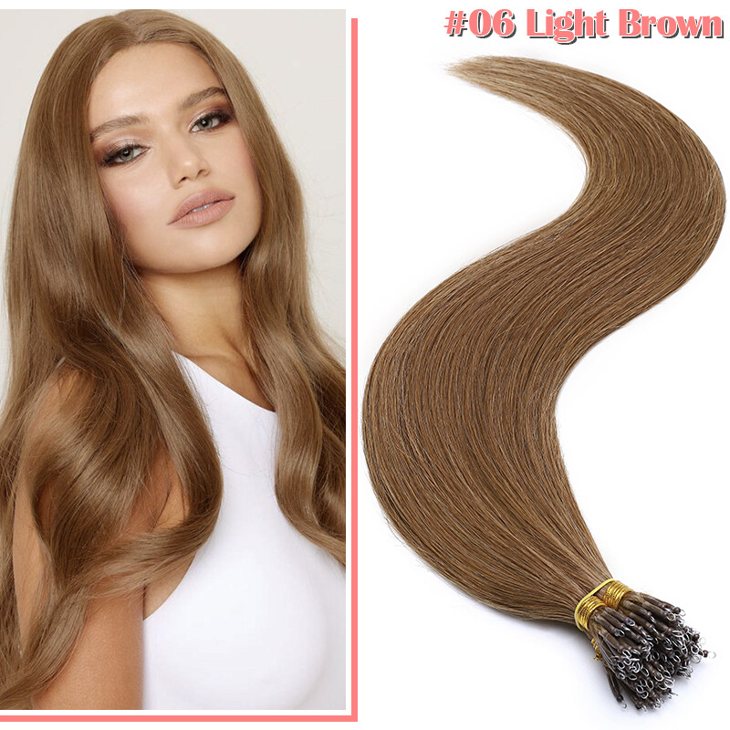 200s Nano Ring Micro Loop Beads Human Remy Hair Extensions Balayage Full Head