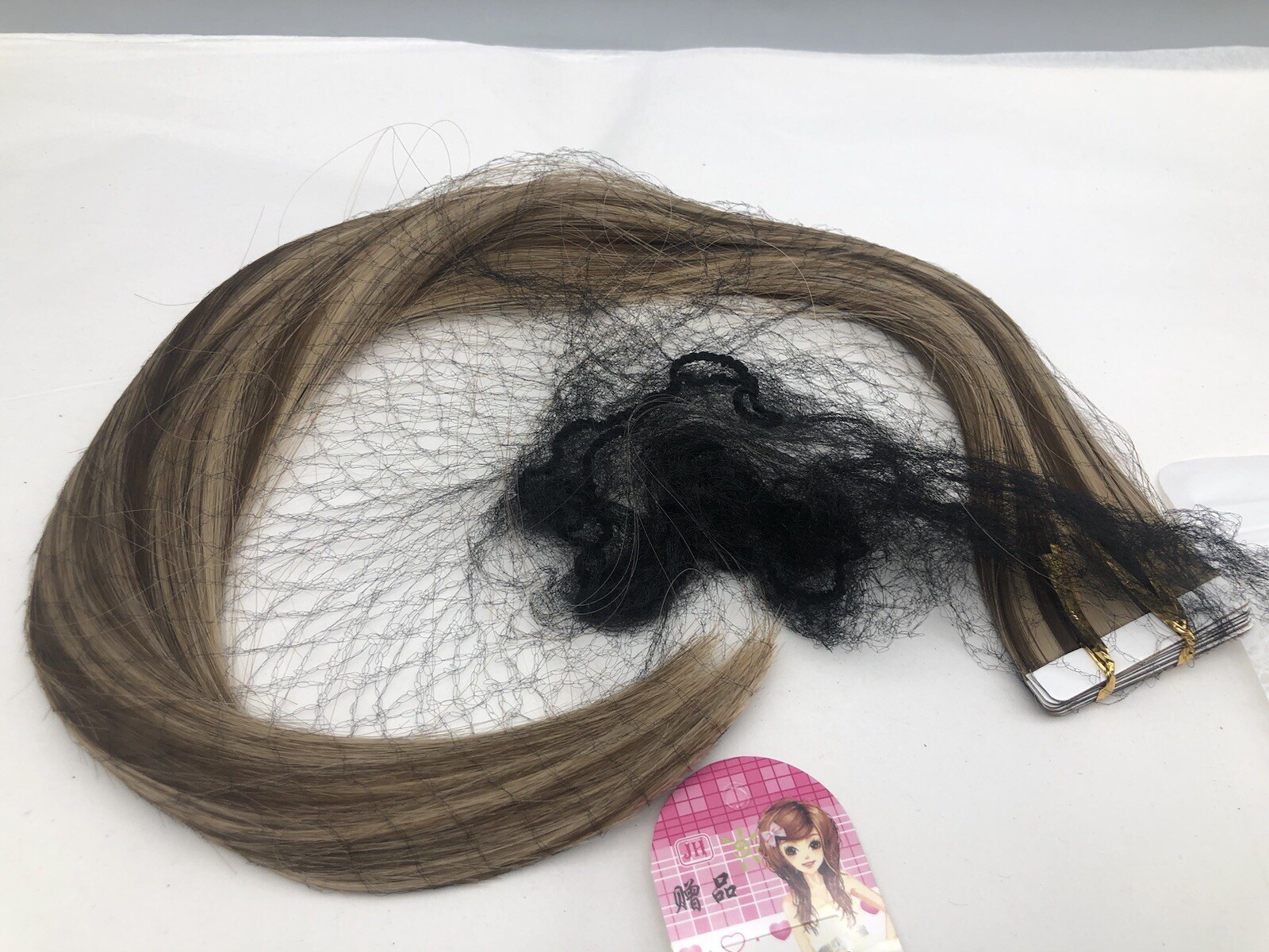 Hair Extension 20″ Silky Tape Hair Extension 10Pc Synthetic Mix Ash Medium Brown