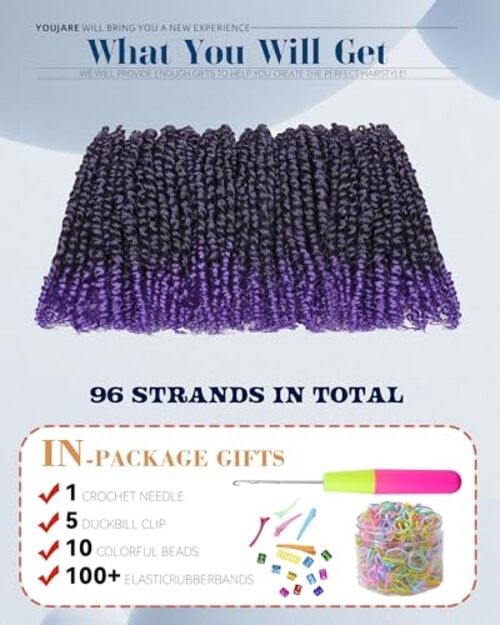 Pre-looped Passion Twist Crochet Hair 14 Inch 8 14 Inch (Pack of 8) TPurple