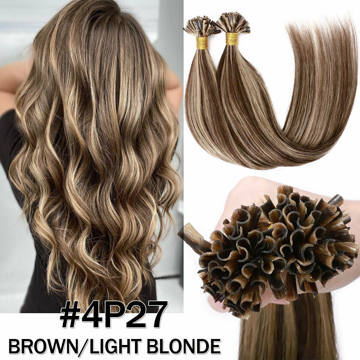 Russian Remy Nail U Tip 100% Human Hair Extensions Fusion Keratin Pre Bonded USA