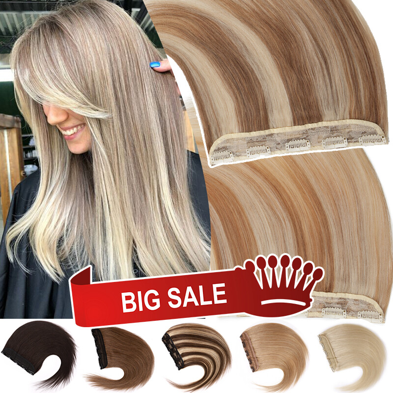 3/4 Full Head Clip In Hair Extensions Real Human Hair Balayage Hairpiece Thick
