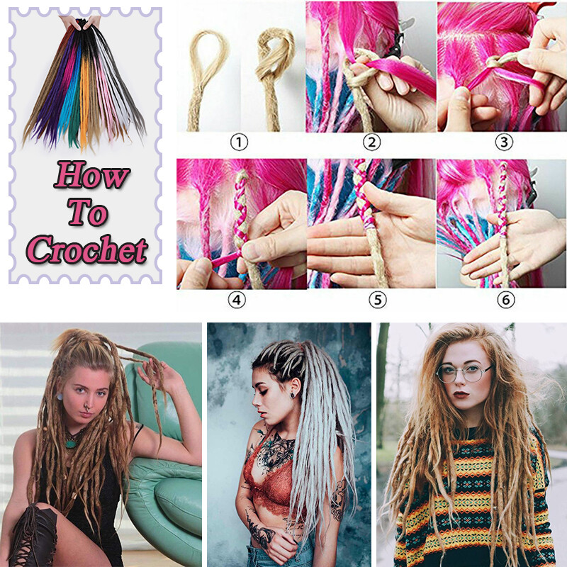 Reggae Single Ended Dreadlocks Extensions Synthetic Dreads Crochet Braid Hair US