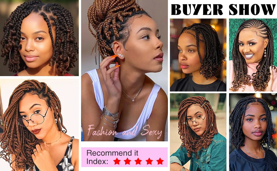 Pre Looped 3X Box Braids Crochet Hair Soft Curly Ends Extensions for Black Women